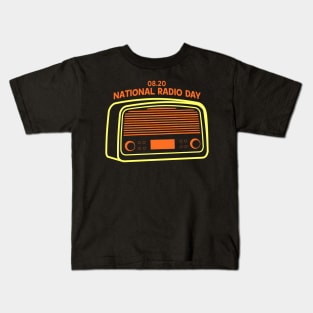 national radio day with neon style Kids T-Shirt